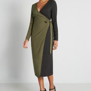 modern precision midi wrap dress XL
